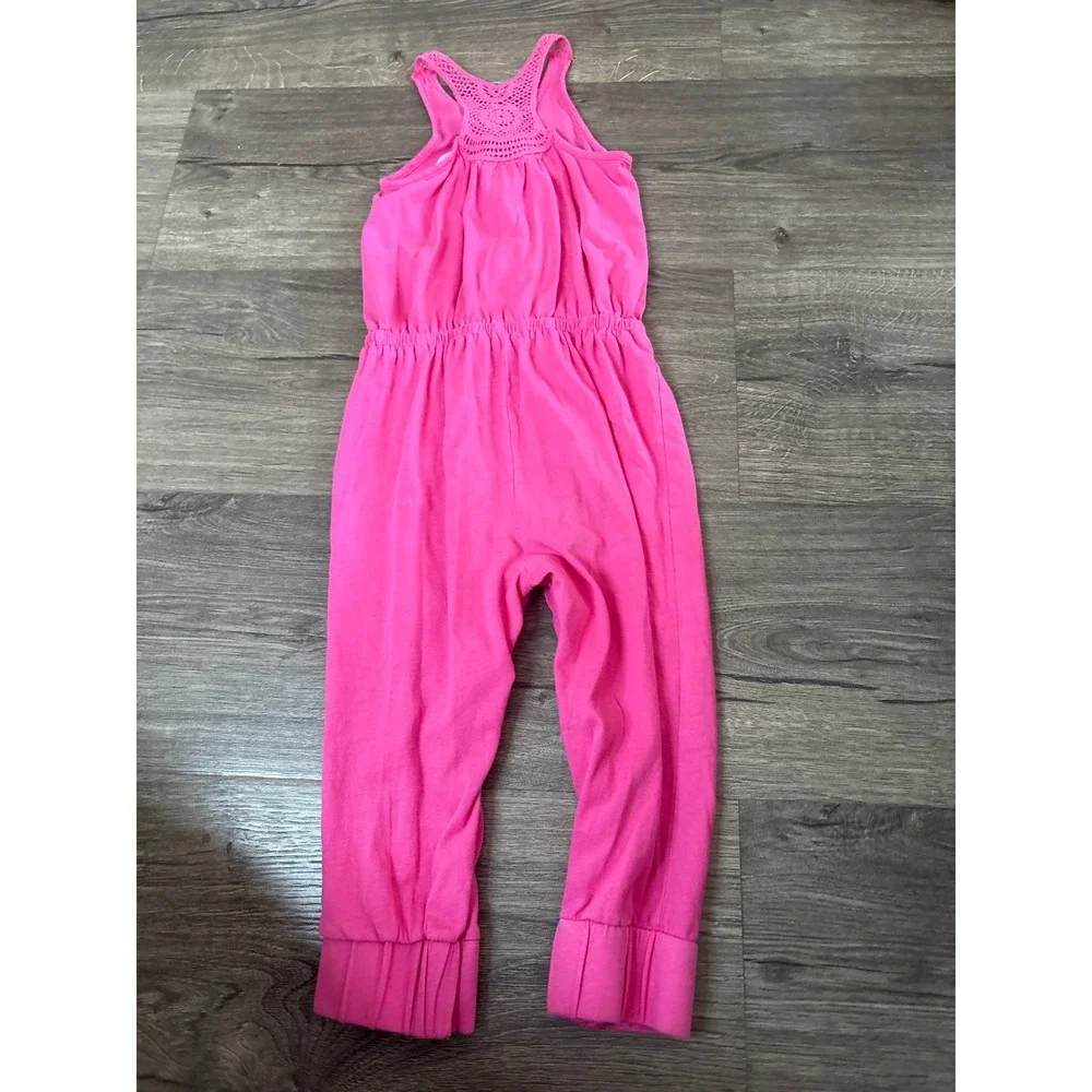 Ralph Lauren‎ Baby Girl Hot Pink Crochet Back Jumpsuit Romper 18M Sleeveless